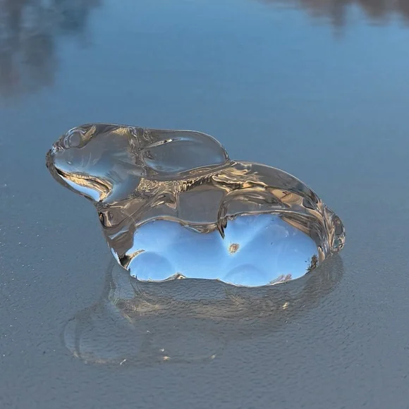 Small Clear Crystal Glass Sitting Bunny Rabbit Paperweight Collectible Figurine - Picture 5 of 8